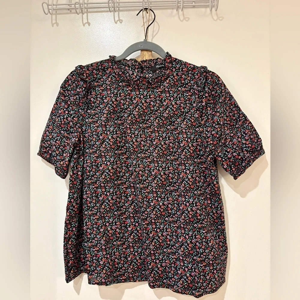 Madewell Puff-Sleeve Ruffle Top in Fieldwalk Floral